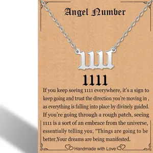 Dainty Gold Plated Angel Number Pendant Choker Chain Necklace Numerology Jewelry Gifts for Women Girls with Numbers 000 111 222 333 444 555 666 777 888 999 1111