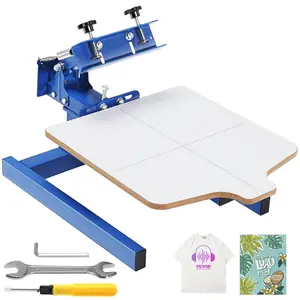 Summervibes VEVOR Screen Printing Machine, 1 Color 1 Station Silk Screen Printing Press, 21.2x17.7in Screen Printing Press, Double-layer Positioning Pallet, Adjustable Tension for T-shirt DIY Printing