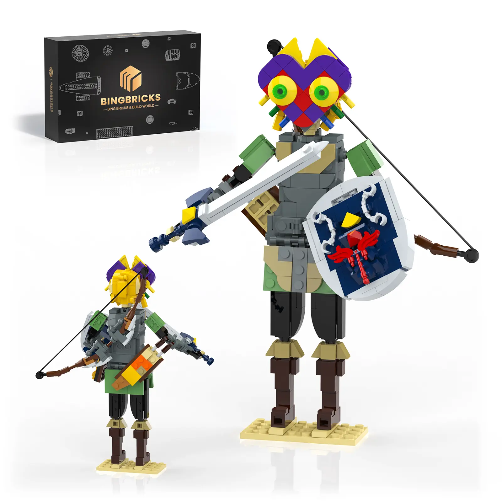 BUILDIFY BOTW Link Building Set Majora's Mask Link Action Figures with Master Sword & Hylian Shield TOTK Adventure Game Collection Birthday Gift for Boys Girls