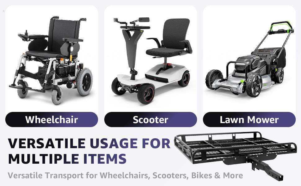 55"x34"x9" Trailer Hitch Cargo Carrier, 1000LBS Hitch Cargo Carrier with Ramp, Folding Mobility Scooter Carrier, Heavy Duty Aluminum Alloy Cargo Carrier, 2" Receiver for SUV, Truck, Van, Car