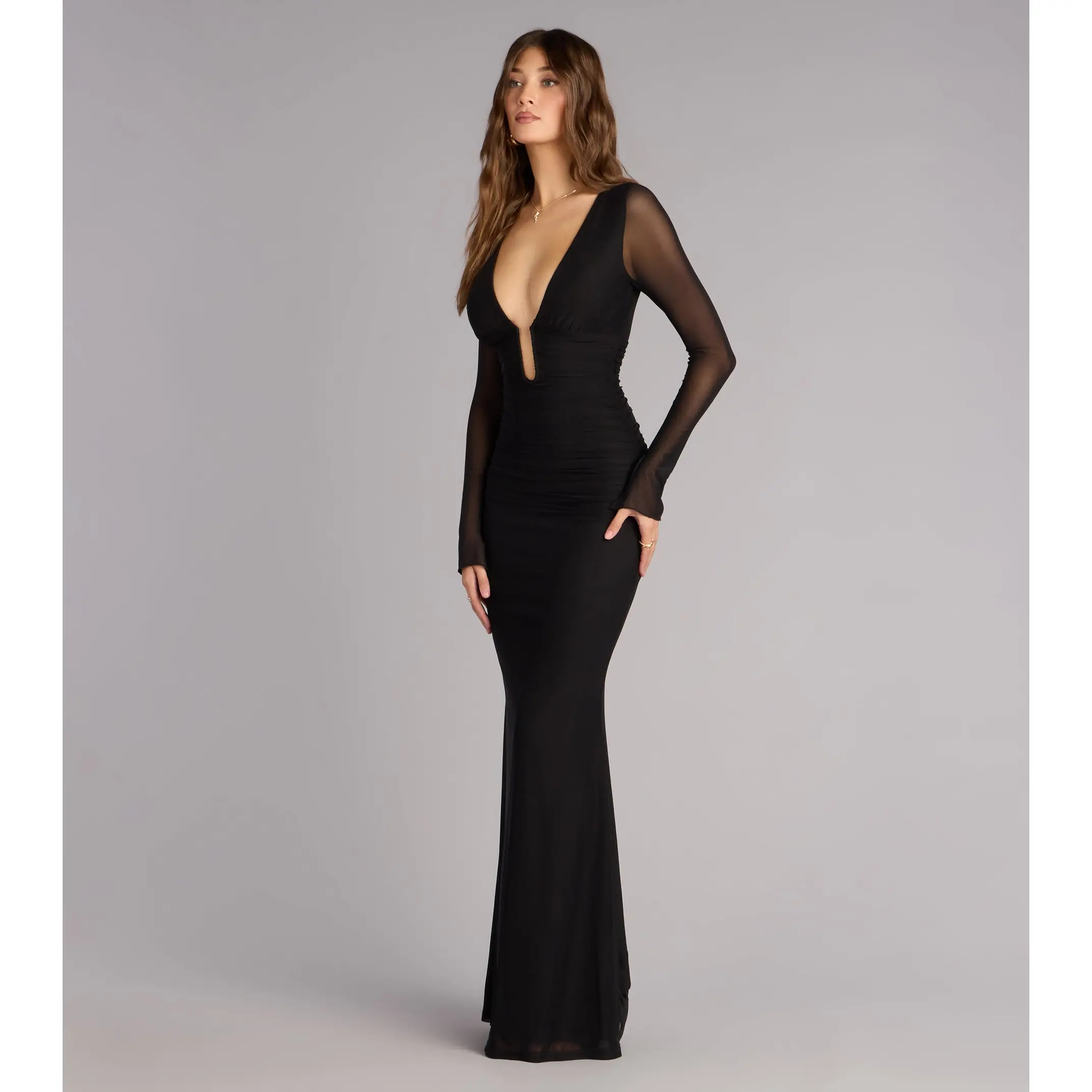 Eileen Mesh Long Sleeve Mermaid Formal Dress