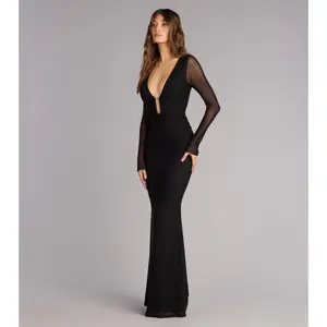 Eileen Mesh Long Sleeve Mermaid Formal Dress