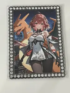 Changli and Charizard Diamond Card 1 of 1 with Black Crystal Border - Anime Artwork Featuring Changli and Charizard