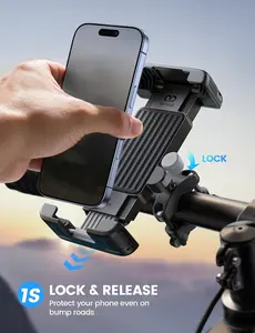 Quick Lock Bike & Motorcycle Phone Mount – 360° Rotating Handlebar Holder, One-Hand Operation, Shockproof Clamp for 6–7" Smartphones