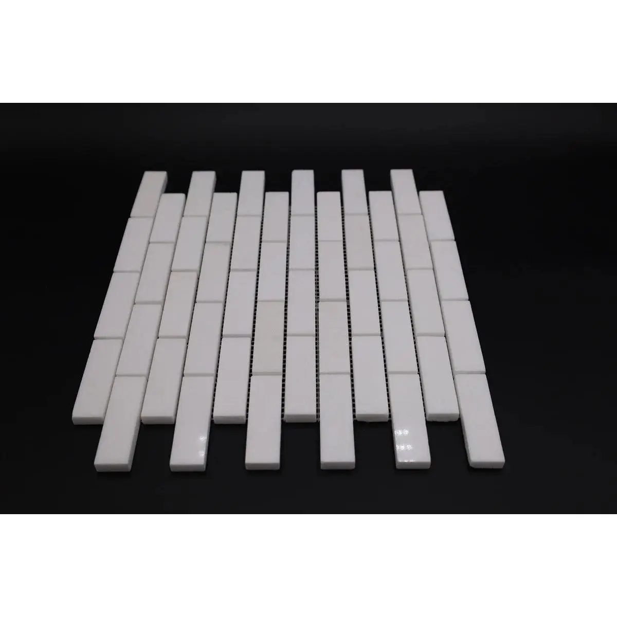 Thassos White Marble 1x3 Polished Brick Mosaic Tile, Geometric Mosaic Ceramic Tile for Home Improvement Flooring & Wall Applications, Geometric Mosaic Ceramic Tiles