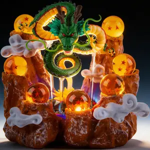 DLDA DBZ Valentine Collectible Gift for Boyfriend | 7 Ball Summoning Dragon Statue Set 4.3cm Crystal Balls Resin Sculpture Acrylic Base Gift Box Anime Decor & Gifts