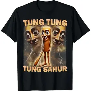 100% Percent Unisex Tung Tung Tung Sahur T Shirt Women Graphic Streetwear Comfortable