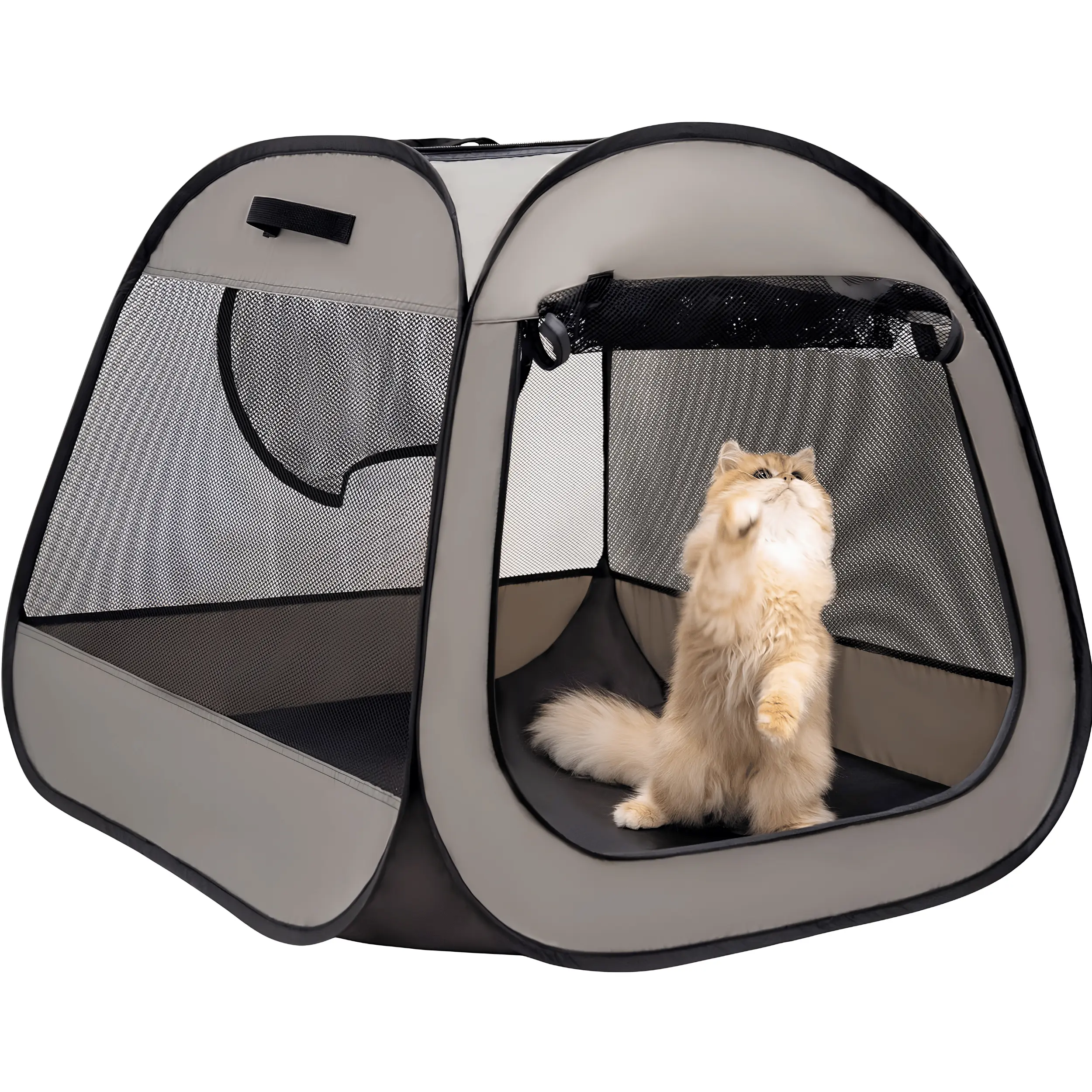 Portable Cat Playpen Foldable Pet Play Tent with Stable Trapezoid Design for Indoor & Outdoor Use, Cat & Dog Play Enclosure, Kitten Puppy Kennel Crate, Easy Setup Travel Pet House, 33 x 26.5 Inch