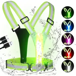 LED Reflective Running Vest, 3rd Generation Running Gear, 5 Lights Colors High Visibility Running Vest Rechargeable for Night Running Walking Cycling, Safty Running Vests for Men Women
