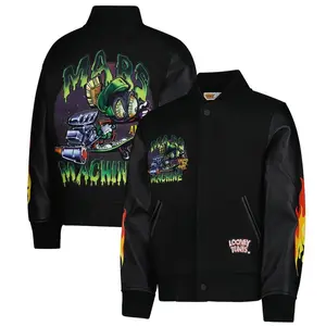 Looney Tunes Marvin The Martian Varsity Jacket, Freeze Max Youth Cartoon Bomber With Retro Art, Fun Streetwear Gift Idea For Animation Fans And Collectors