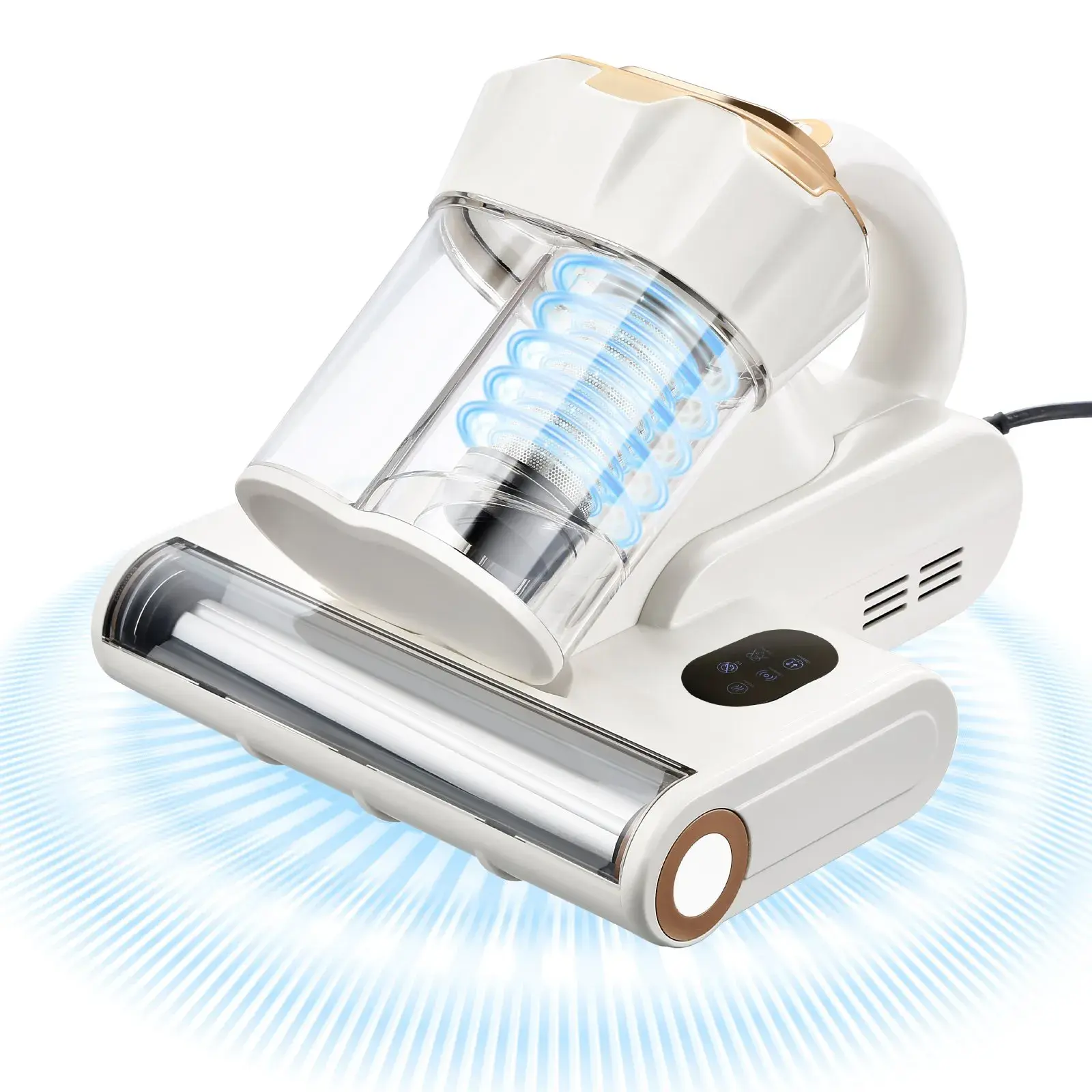 Handheld Corded Mattress Vacuum Cleaner, 550W, 18Kpa Powerful Suction, 60℃ Hot Air, Ultrasound Tech, LED Cleaning Lights, Dual Dust Bin, HEPA Filter for Bed, Sofa Fabric Cleaning