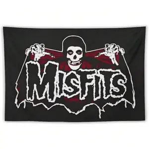 Grunge Punk Music Misfits Tapestry Decorative Wall Art Tapestries Hanging For Home College Dorm Room Decor Poster Banner Flag Decoration Picture Color