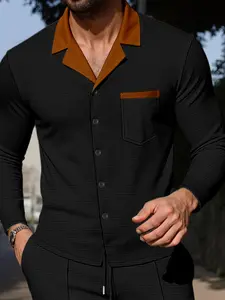 2026 New Men's Top, Casual Long Sleeve Knit, Loose-Fitting Asymmetrical Design, All-Season Fashion, Perfect for Running and Gifts