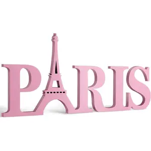 Paris Decor for Bedroom Wooden Eiffel Tower Wall Decor Eiffel Tower Letters  Sign Bathroom  Room Wall Art(Pink)