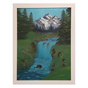 #38 Valley Waterfall original oil on canvas 18"x24" with a white frame