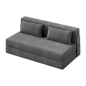 4-in-1 Folding Sofa Bed & Chair Bed, Convertible Sleeper with Tufted Design and Pillow, Multi-Functional Lounger for Living Room, Bedroom, Guest Room-80"*60"