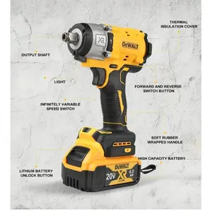 DEWALT DCF922 20V Brushless Impact Wrench 1/2 Inch 205N.m High Torque Cordless Variable Speed Electric Wrench for Heavy Duty Repair