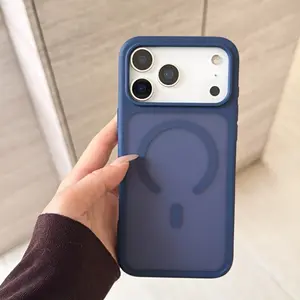 Transparent Magnetic Frosted Phone Case for iPhone 12 13 14 15 16 17 Pro Max Anti-Drop Full Protection Cover