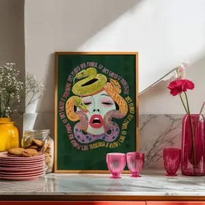 Feminist Medusa Wall Art Poster: Witchy Empowerment Quote, Snake Goddess U