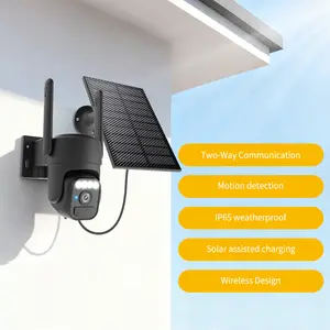 Solar Camera Outdoor Wireless,Two-Way Talk, Color Night Vision,  Wi-Fi Camera with Pan & Tilt Control, Motion Detection, SD/Cloud Storage, 2.4GHz Wi-Fi, IP65 Rated