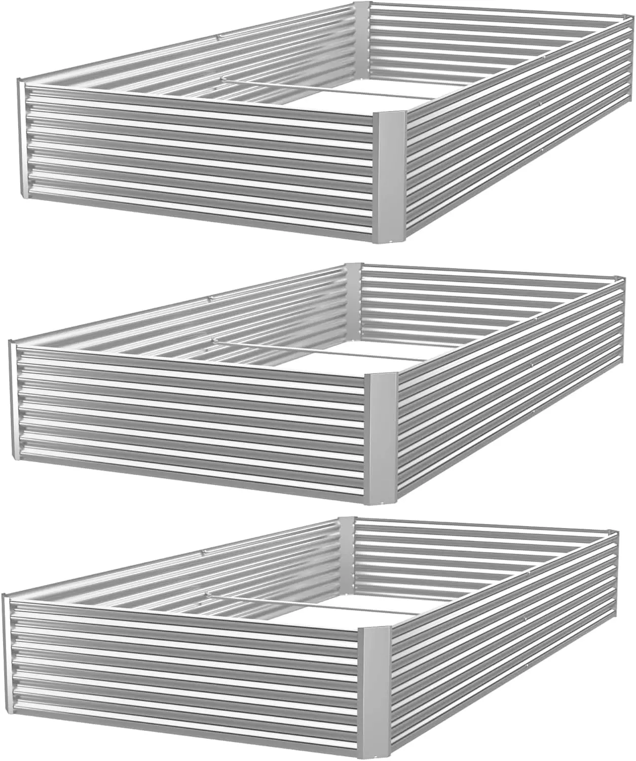 3 Pack 4x2ft Galvanized Raised Garden Bed Outdoor,Metal Garden Bed for Vegetables,Above Ground Garden Box for Flower,Steel Raised Beds for Gardening-4x2ft