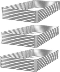 3 Pack 4x2ft Galvanized Raised Garden Bed Outdoor,Metal Garden Bed for Vegetables,Above Ground Garden Box for Flower,Steel Raised Beds for Gardening-4x2ft