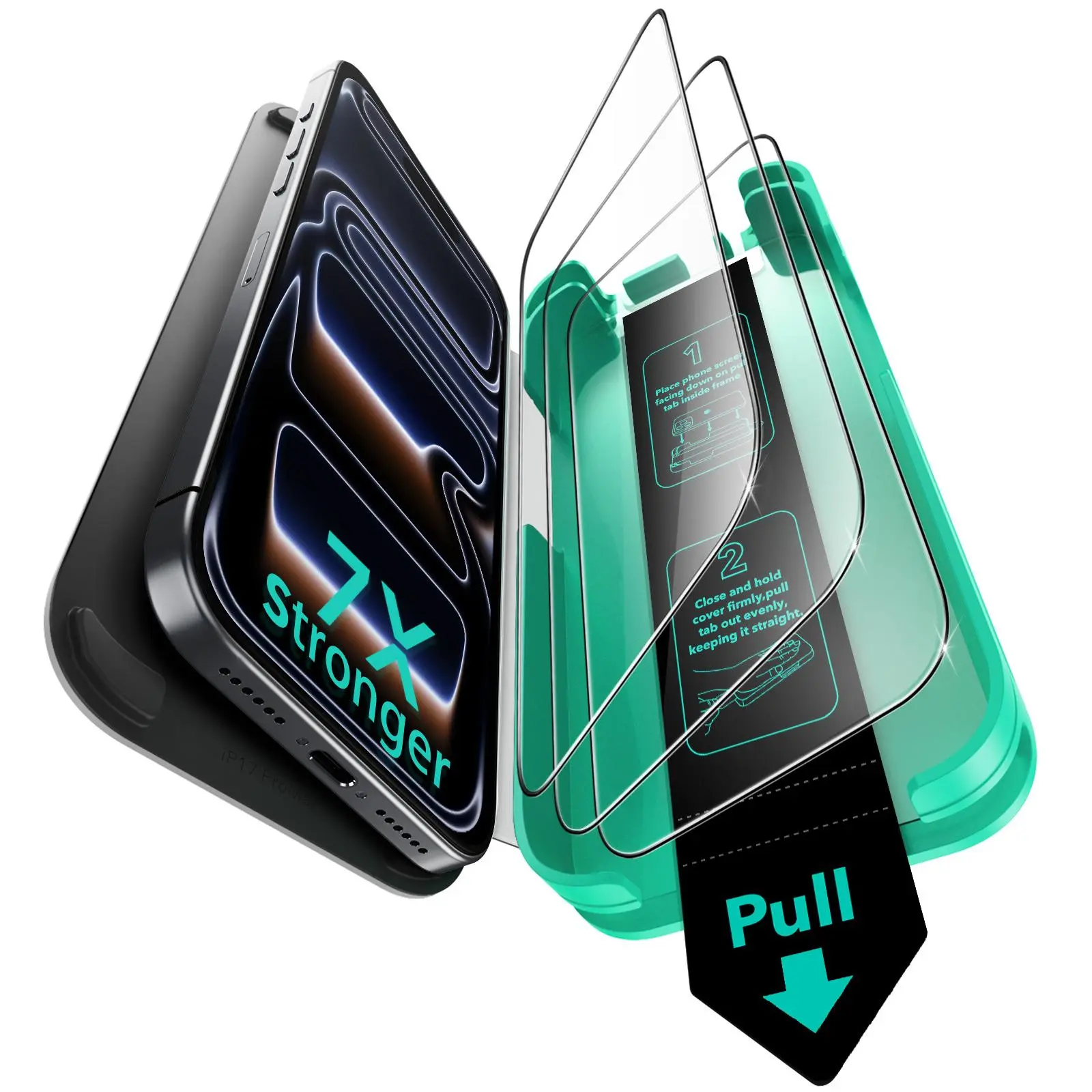 ESR Invisible Bodyguard 7X Armorite Privacy Glass Screen Protector for iPhone 17 Pro Max/17 Pro/17 Air/17/16/15, 3/2 Pack, Shockproof Military-Grade Protection, Bubble-Free Install for Smartphone Handheld Cellphone Devices