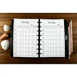 Food Log Inserts for Half Letter Size Discbound Planners, Fits with Circa Junior, Arc by Staples, TUL Junior, HALF Letter Size (5.5'' x 8.5’'), (Planner sold separately)