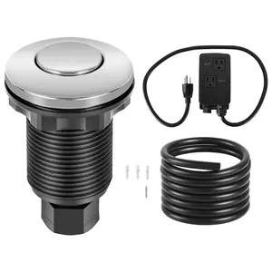 Garbage Disposal Air Switch Kit With Dual Outlet, Sink Top Push Button Switch For 2.5-Inch Cutout, Easy Under-Sink Installation, Soft-Touch Button, Durable Parts, UL Listed, Compatible With Most Disposals