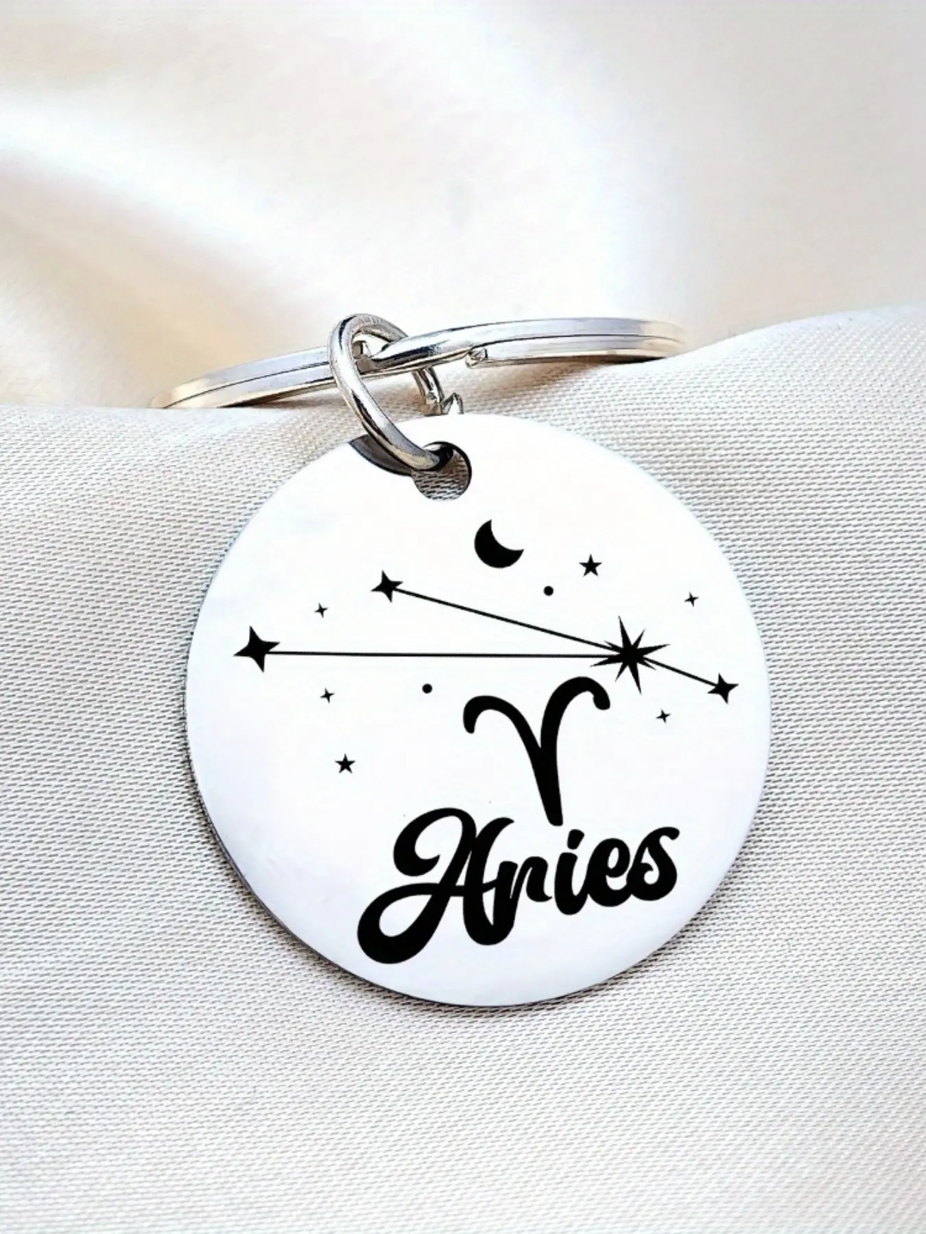 1pc Stainless Steel Keychain, Simple Style, for Valentine'S Day, Campus, with Zodiac Dog Pendant, for Car Key or Backpack, Keychain For Bags, Keyrings, Keychain For Car Keys