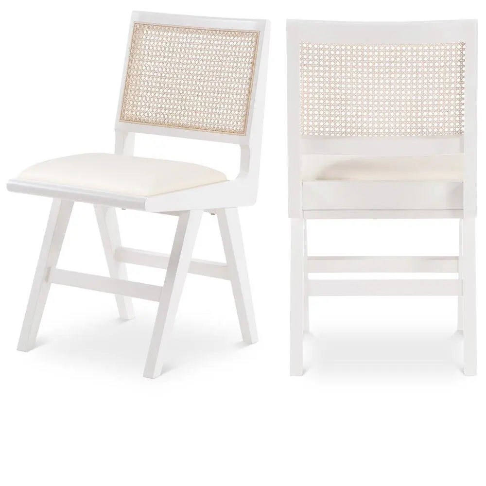 Abby Cream Vegan Leather Dining Side Chair, Set of 2