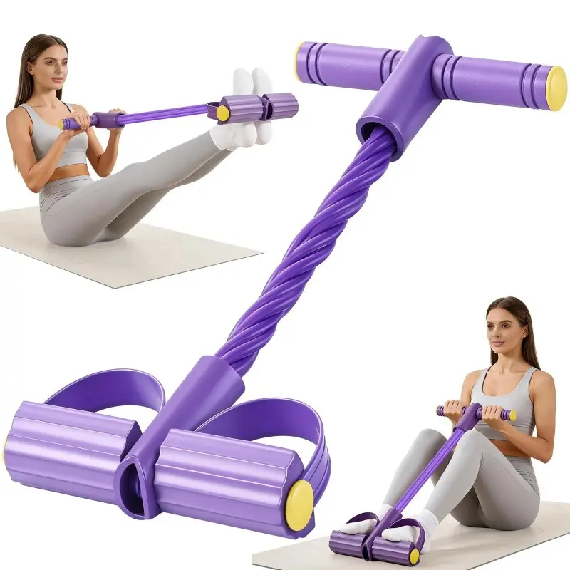 2026 New Multifunction Pedal Resistance Bands Trainer with 10-Tube Enhanced Premium Elastic Band - Portable, Strong Resistance for Lower Body Workout, Glute Growth & Home Pilates Shaping, Body Recomp, Resistance Band Workout