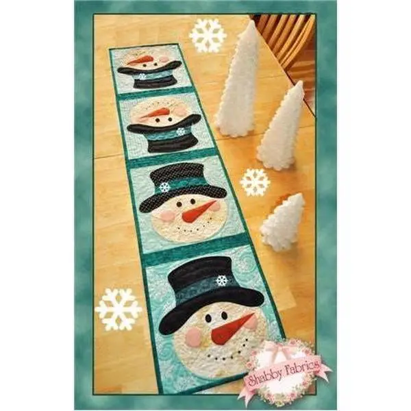 Patchwork Snowman Table Runner