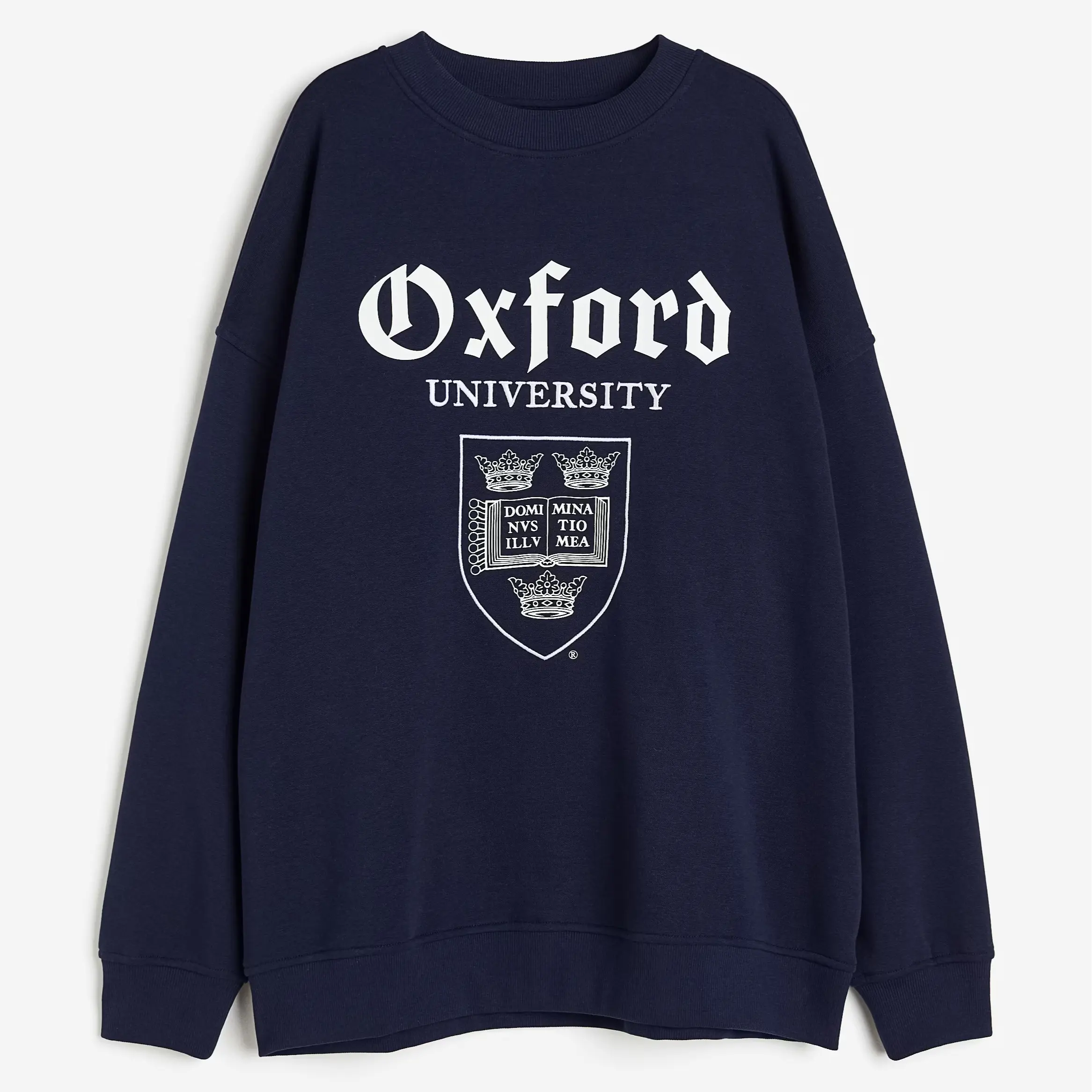 Navy Blue Oxford University Sweatshirt Crewneck Pullover Printed Sweatshirt