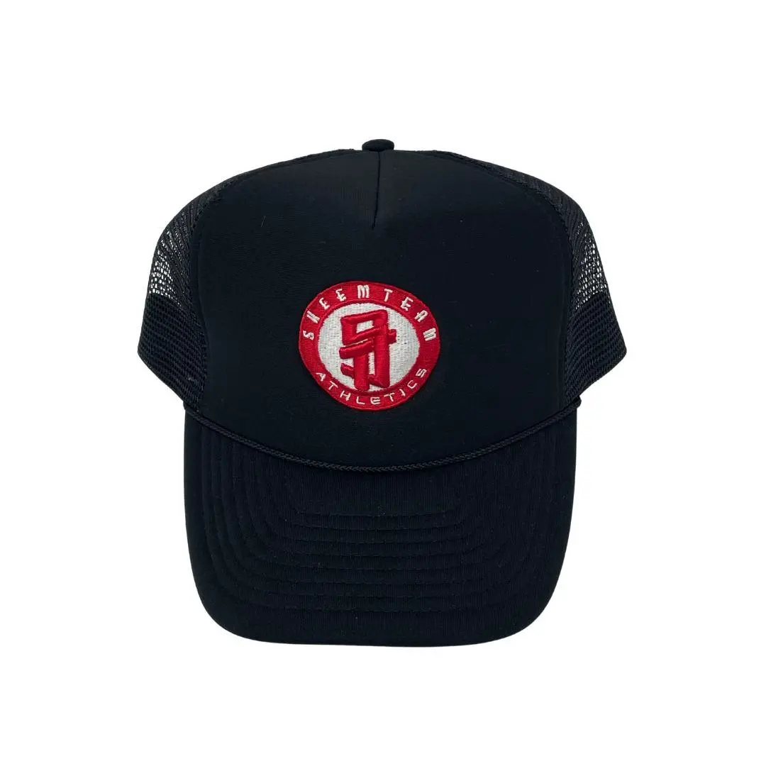 Skeem Team Athletics Highlighter Yellow Trucker Hat - Casual Embroidered Logo, Adjustable Snapback Closure, Front & Brim 100% Polyester, Back Mesh & Snap 100% Polyester