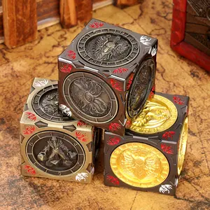 New Dnd Fingertip Rotating Dice Set, 7-In-1 Metal Dice with 3D Patterns, Polyhedral Dice Set, Multifaceted Game Dice for Role Playing Board Games Accessories