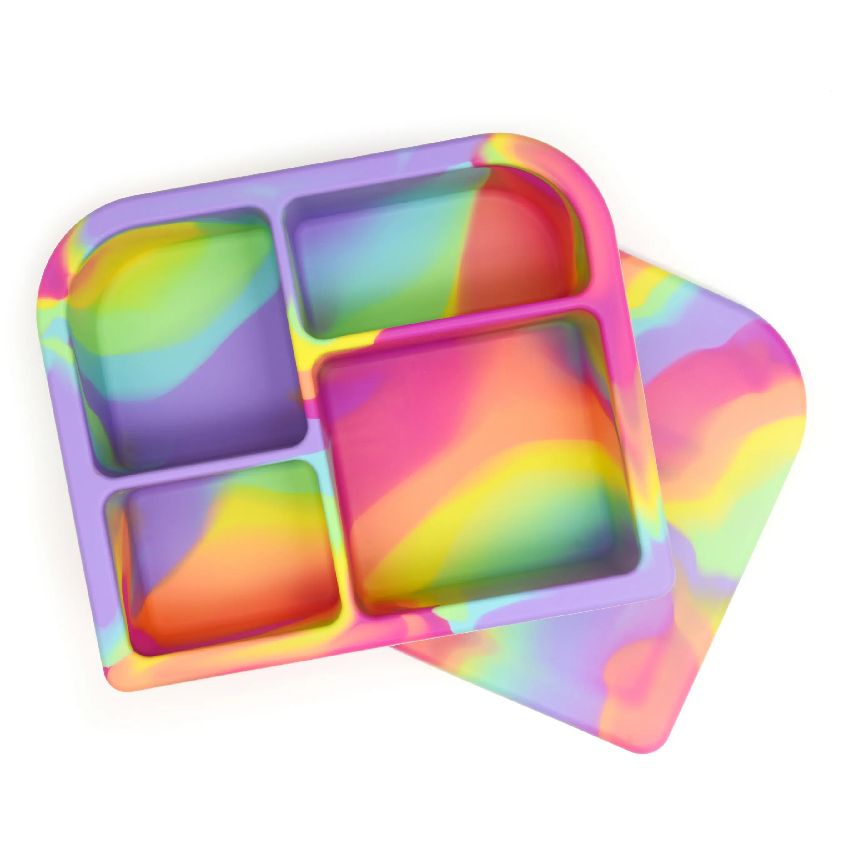 Snacktainer Silicone 4 Compartment Bento Box - Leak-Proof Lunch Box for Kids and Adults