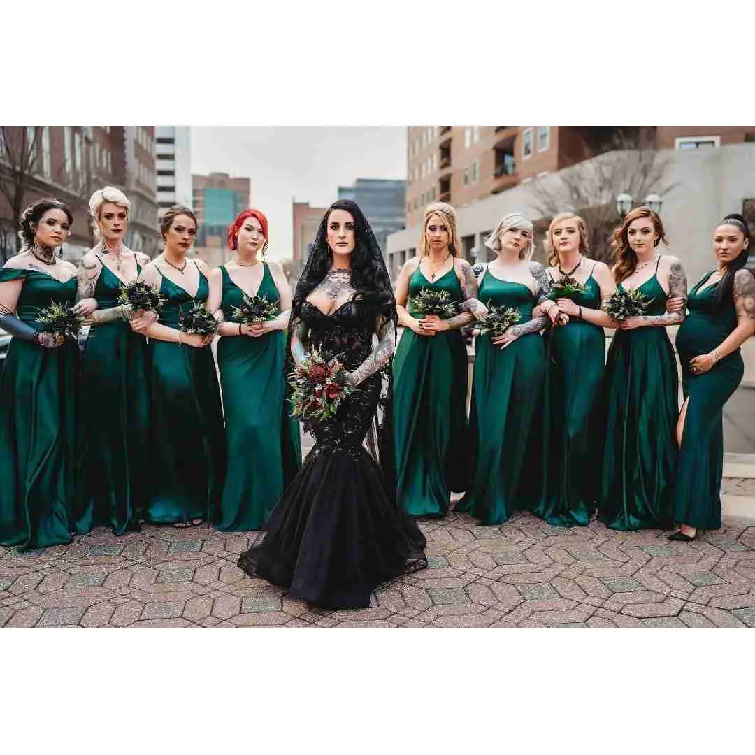 Samantha Black Mermaid Wedding dress with See Through Bodice , Black Wedding Dress, Gothic Wedding Dress, Lace wedding dress