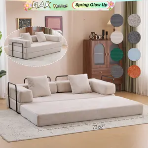 QAK 73.62"New Multiple Covers Available Cloud Floor Sofa Bed High-Quality Convertible Comfy Corduroy Fabric, Premium Sponge Padding, Multi-Functional Floor Sofa & Mattress for Living Room Upholstered Soft Couch,Multiple Colors of Sofa Covers Available