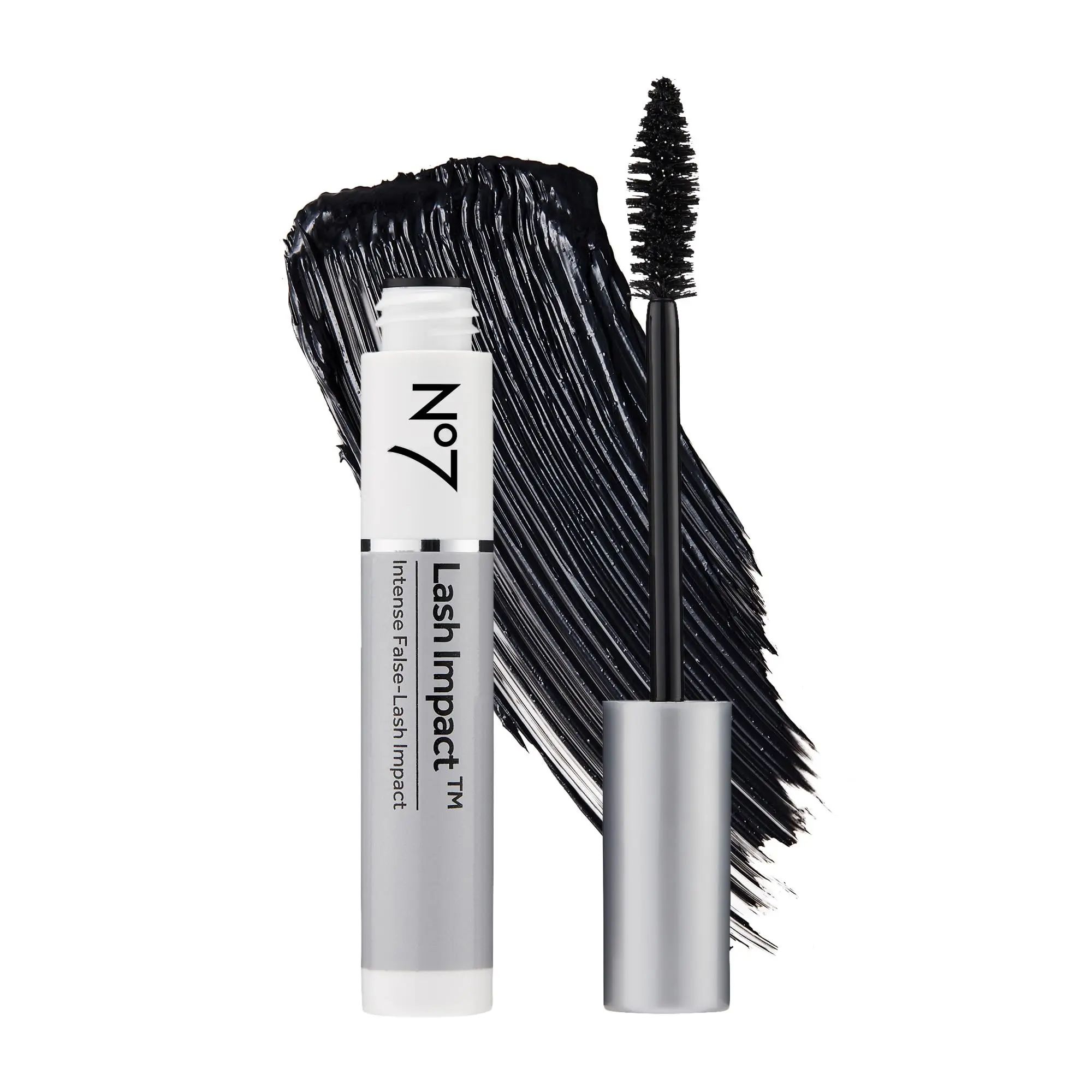 No7 Lash Impact Mascara - Black - Volumizing Mascara for False-Lash Effect - Smudge-Free Formula for Lengthening Lashes with Oversized Cone Brush Applicator (7ml)