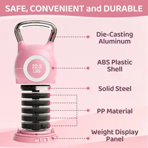 Adjustable Kettlebell Set- 7 Weights (22.5lb/44lb), Quick-Change Weight Dial and Weight Plate Safety Lock, for Full-Body Workout & Cross-Training