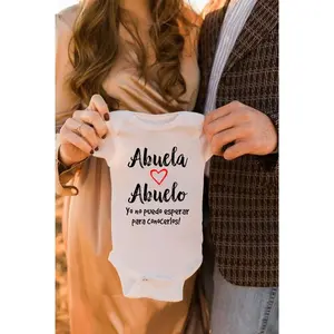 Abuela Abuelo Spanish Baby Newborn Bodysuits Rompers Announcement Pregnancy Reveal Grandparents Grandma Grandpa Surprise Gift