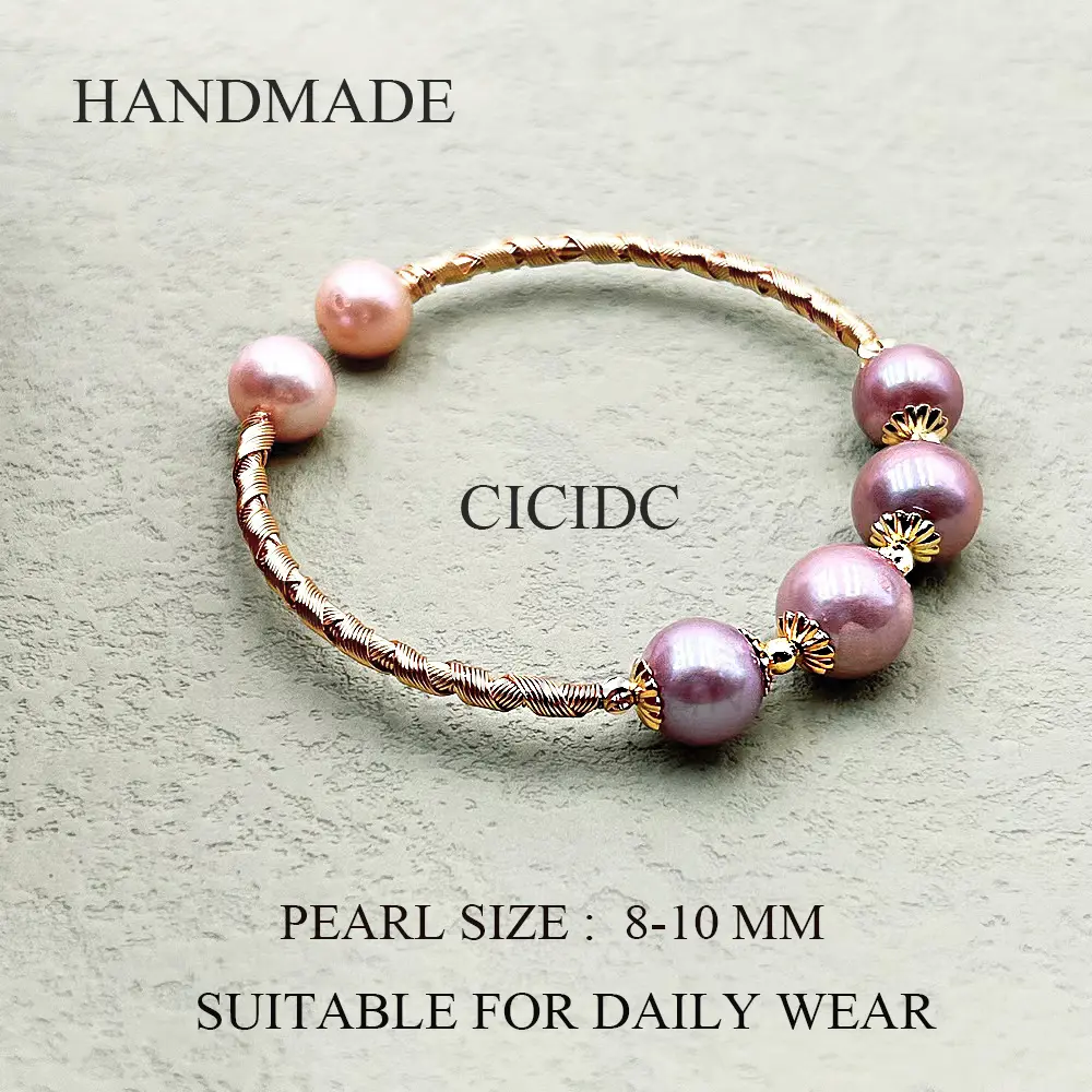 Natural Colorful Edison Pearl Bangle Elegant Design Handmade Daily Wear Christmas Gift
