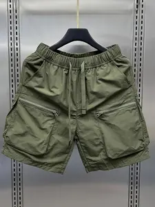 Set of 3 Japanese retro cargo shorts with multiple pockets for men — trendy streetwear, lightweight summer loose straight-leg casual bermuda shorts suitable for everyday wear