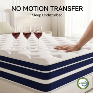 SEEUO 10/12/14 Inch Memory Foam Hybrid Mattress, with Independent Springs for Pressure Relief, Motion Isolation, and Firm Edges, Medium Firmness, Breathable and Washable, Spring Mattress in a Box