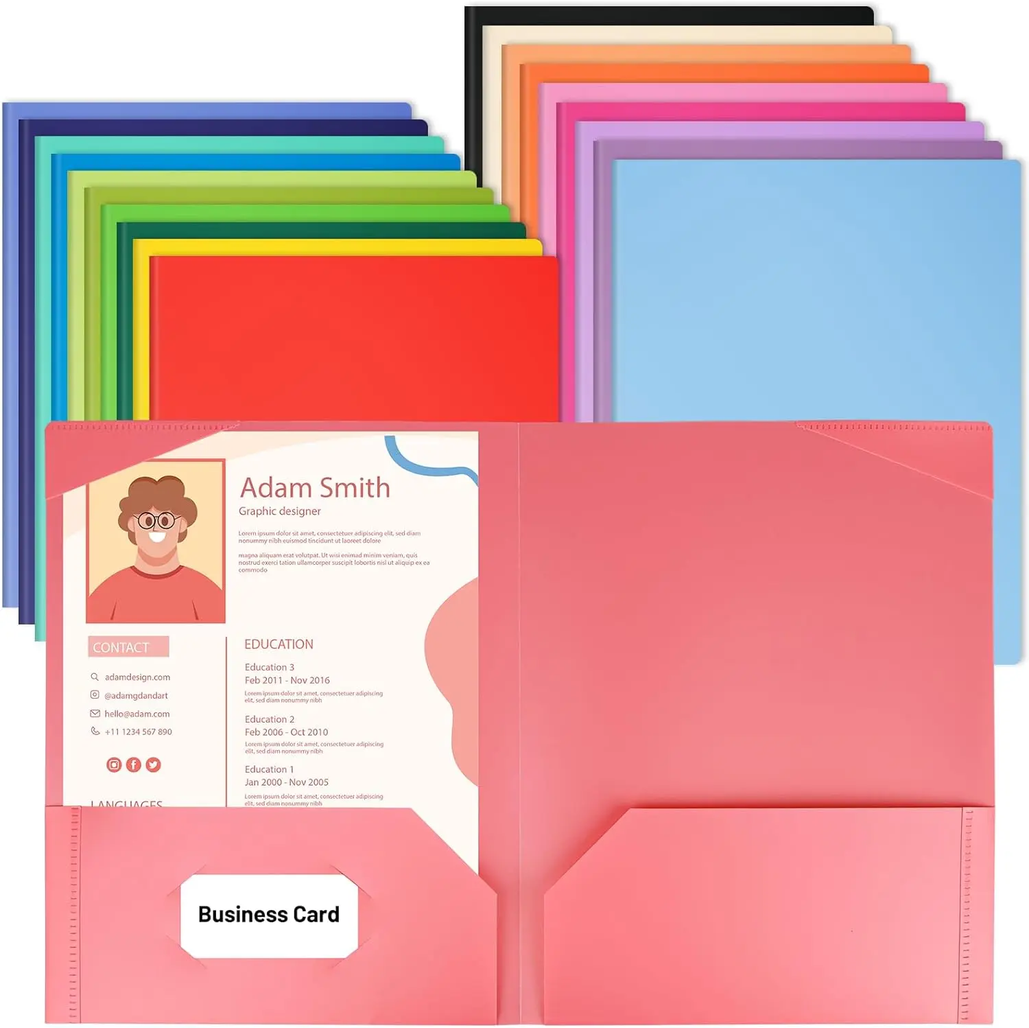 Oleitodh Plastic Folders with Pockets - 20 Pack 2 Pocket Folder Bulk with Business Card Slot, Heavy Duty File Folders for School Home Office and Business