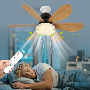 E27 Ceiling Fan Light with Remote Control, 3 Speed Adjustable LED Ceiling Fan Light, Suitable for Kitchen, Bedroom, Small Room, Closet Room