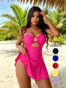 Women's New Style Thin Strap Hollow Out Starfish Metal Decoration Slim Fit Swimsuit, Cut Out Swimsuit, Chic Swimsuit, Sea Fancy Swimsuits, Perfect for Beach Pool