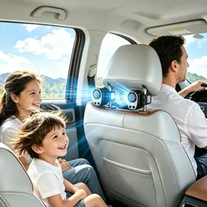 【Father's Day Gift】Joytutus Rear Seat Clip-On Adjustable Car Fan, Portable Cooling Fan, 360° Rotatable, 100 Adjustable Speeds, LED Display, USB Rechargeable, , 20Hr 3000mAh Battery,  Car Electrical Appliance, Car Accessories, Accessories For Car