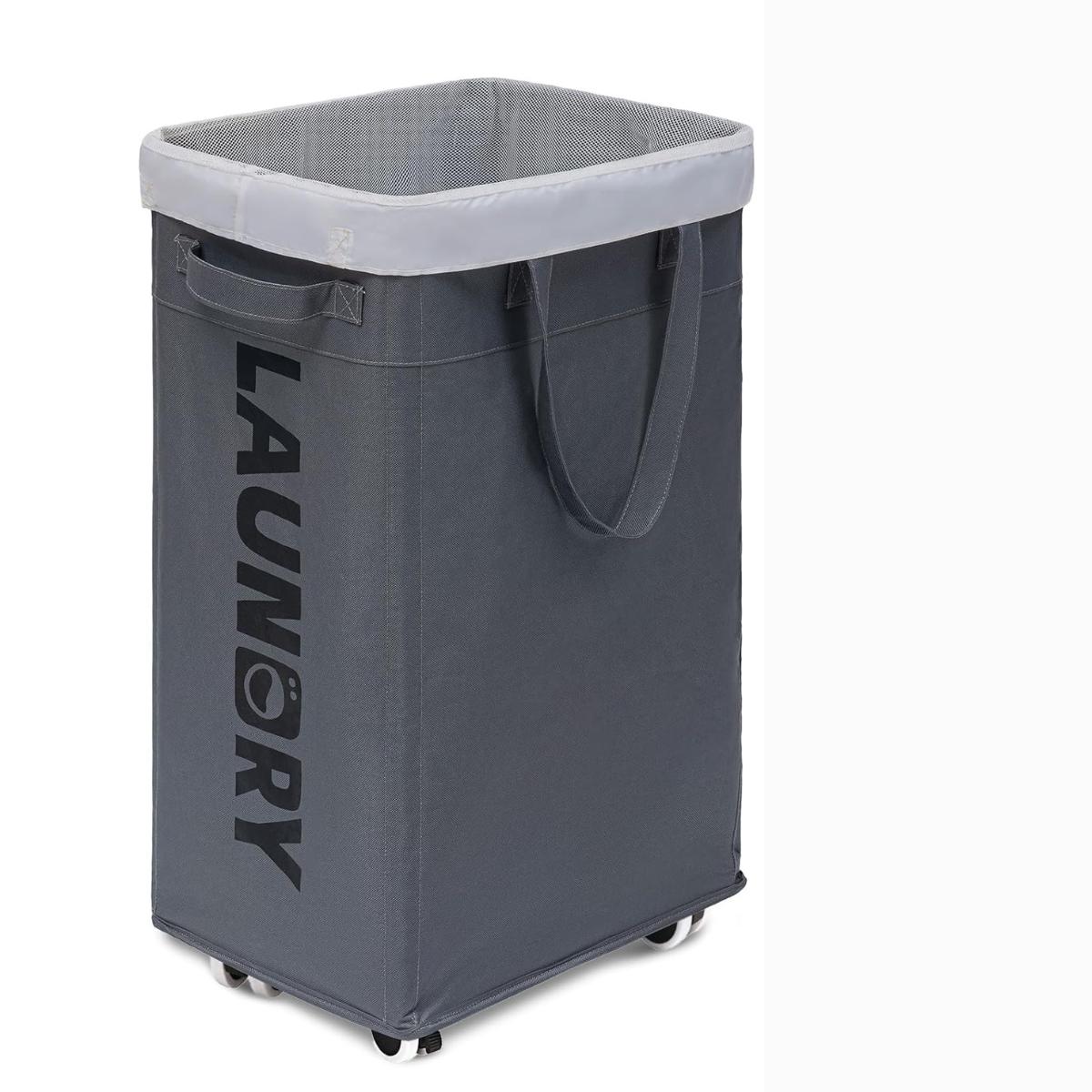 75L Rolling Laundry Hamper – Laundry Basket with Wheels & Removable Bag, Clothes Storage for Dorm Room (Grey)